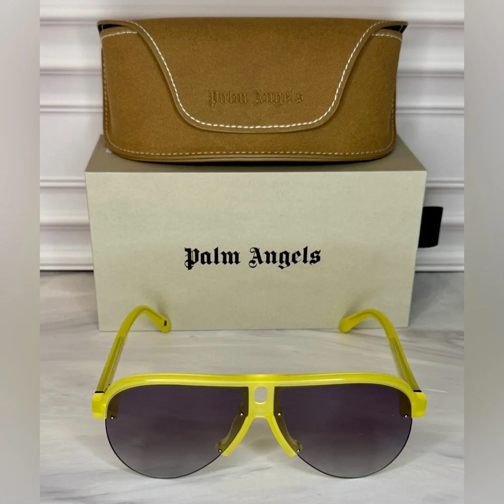 Palm Angels Neon Yellow Shield Sunglasses | Brand New | Full Inclusion